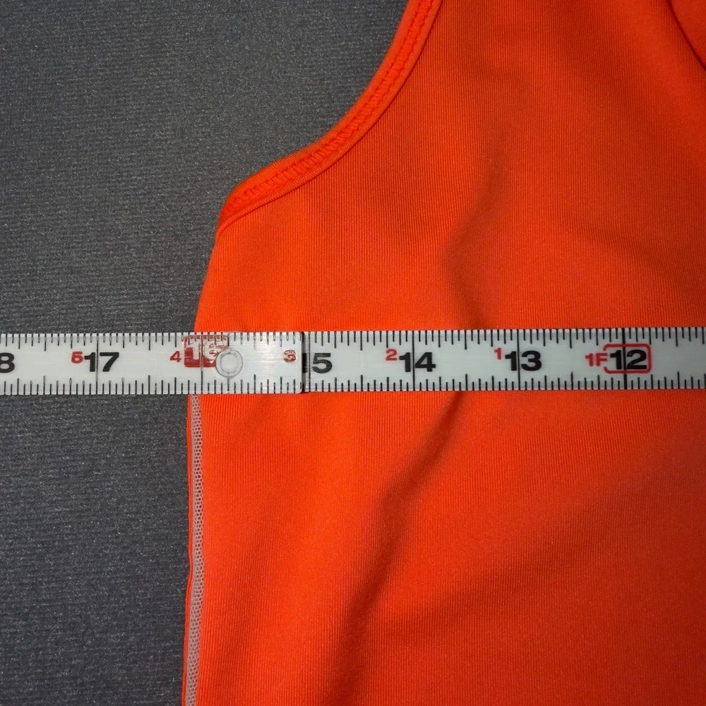 Lucky in Love Womens Neon Orange Sleeveless Tennis Golf Tank Top V-Neck Size M